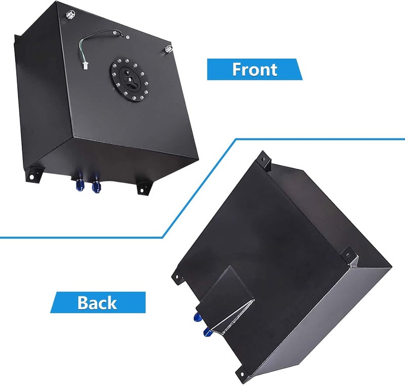 BOMLING 5 Gallon Fuel Cell 20L Universal Gas Tank Aluminum Polished Racing Drift Fuel Tank with Level Sender & 6AN 12FT Fuel Line Kit, Quick Release Fuel Cap, Black - Image 5